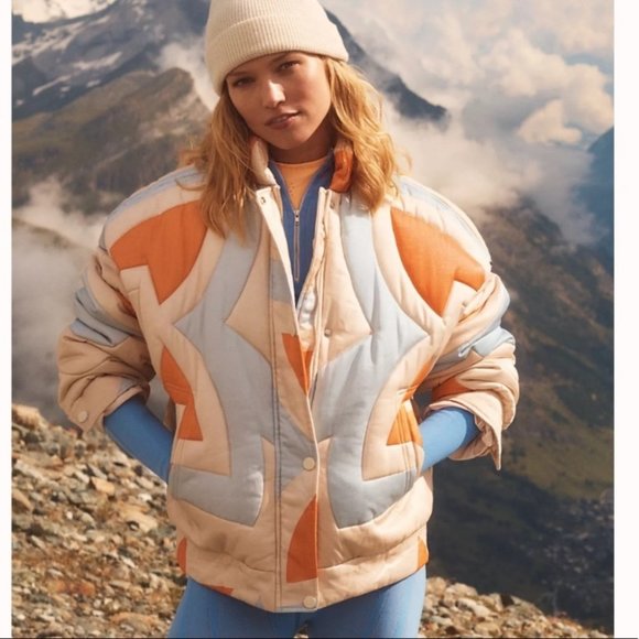 Free People Jackets & Blazers - New Free People Shine On Puffer Coat Jacket Bomber Rainbow Quilted